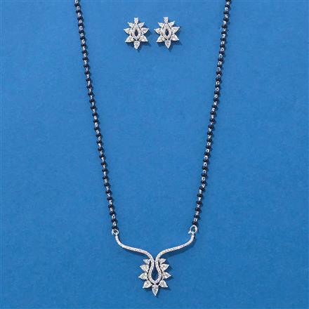 American Diamond Classic Mangalsutra With 2 Tone Rhodium Plating