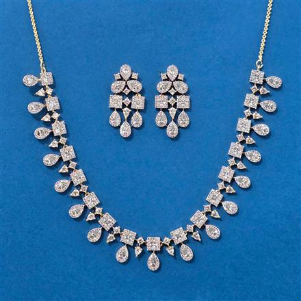 Cz Delicate Necklace Set With Mehndi Plating