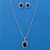American Diamond Classic Pendant Set With Rhodium Plating