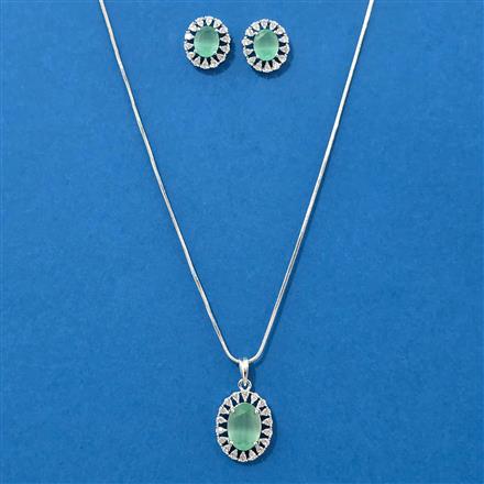 American Diamond Classic Pendant Set With Rhodium Plating