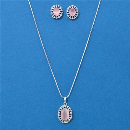 American Diamond Classic Pendant Set With Rhodium Plating