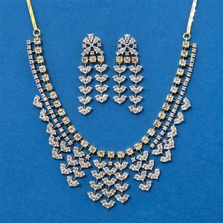 Cz Classic Necklace Set With 2 Tone Plating