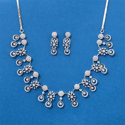 Cz Classic Necklace Set With Rhodium Plating