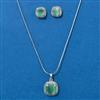 American Diamond Classic Pendant Set With Rhodium Plating