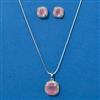 American Diamond Classic Pendant Set With Rhodium Plating