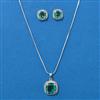 American Diamond Classic Pendant Set With Rhodium Plating