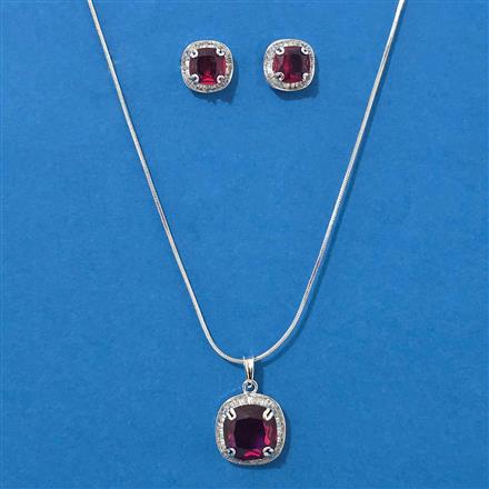 American Diamond Classic Pendant Set With Rhodium Plating