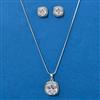 American Diamond Classic Pendant Set With Rhodium Plating