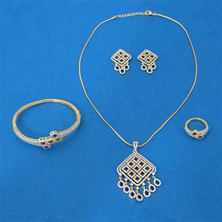 Cz Combo Pendant Set With 2 Tone Plating