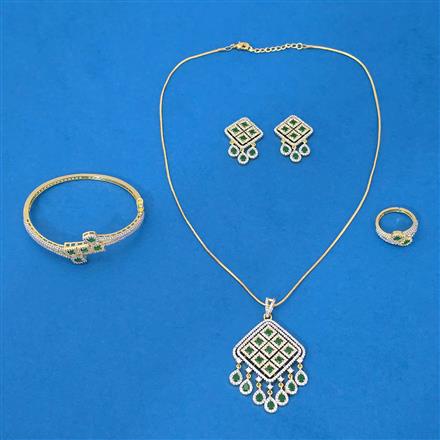 Cz Combo Pendant Set With 2 Tone Plating