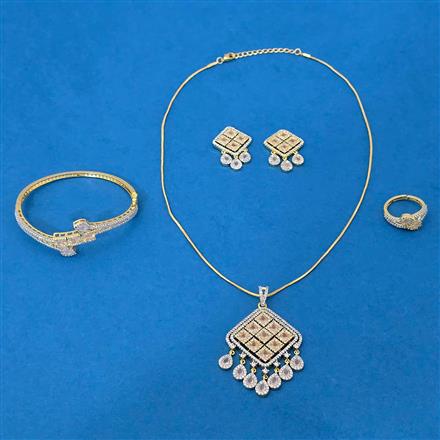 Cz Combo Pendant Set With 2 Tone Plating