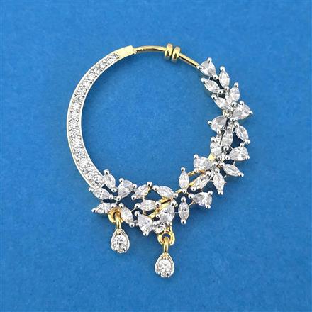 American Diamond Classic Nose Ring With Gold 2 Tone Rhodium Plating