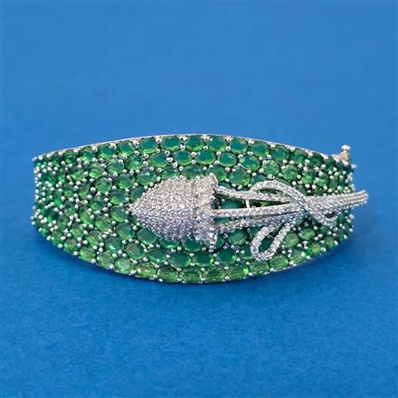 Cz Openable Kada With Rhodium Plating