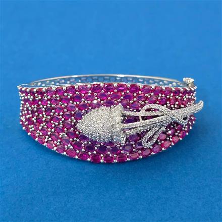 Cz Openable Kada With Rhodium Plating