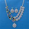 Cz Classic Necklace Set With Rhodium Plating