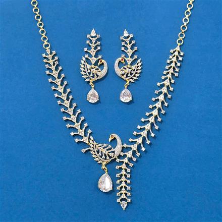 Cz Classic Necklace Set With 2 Tone Plating