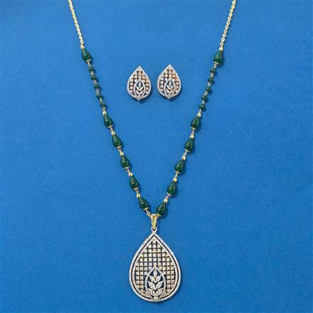 American Diamond Classic Pendant Set With 2 Tone Plating
