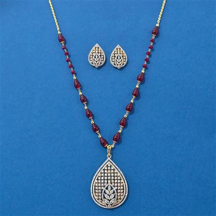 American Diamond Classic Pendant Set With 2 Tone Plating