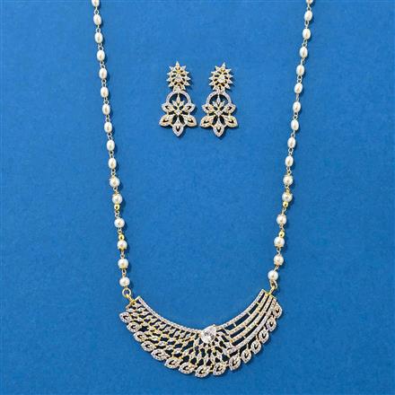 American Diamond Moti Pendant Set With 2 Tone Plating