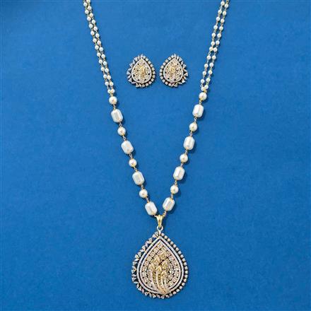 American Diamond Classic Pendant Set With 2 Tone Plating