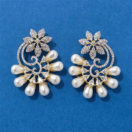 American Diamond Classic Earring With Black 2 Tone Rhodium Plating