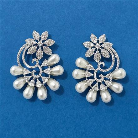 American Diamond Classic Earring With Black 2 Tone Rhodium Plating