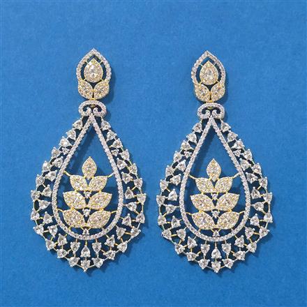 American Diamond Classic Earring With Carat 2 Tone Rhodium Plating