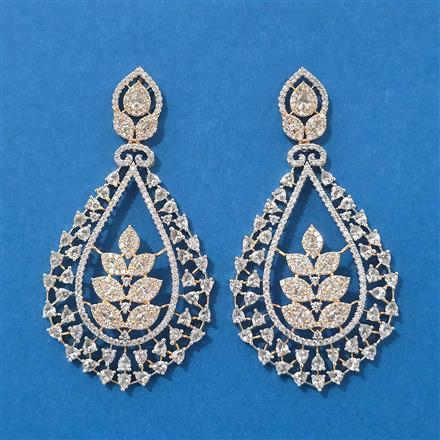 American Diamond Classic Earring With Carat 2 Tone Rhodium Plating