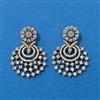 American Diamond Classic Earring With Mehndi 2 Tone Rhodium Plating
