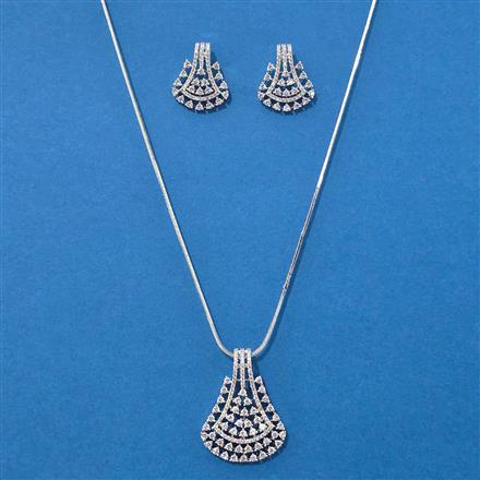 Cz Classic Pendant Set With Rhodium Plating