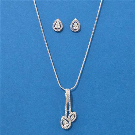 Cz Classic Pendant Set With Rhodium Plating