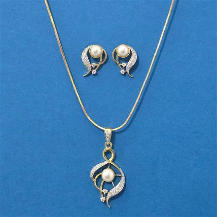 Cz Classic Pendant Set With 2 Tone Plating