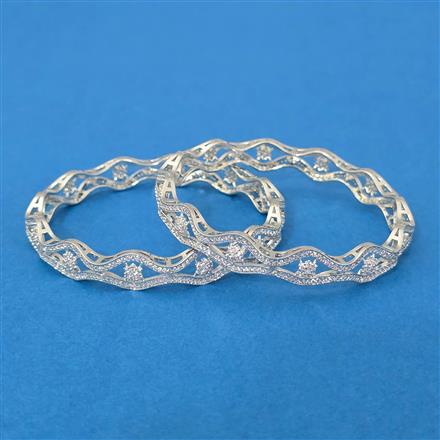 American Diamond Classic Bangles With Rhodium Plating