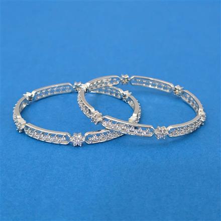 American Diamond Classic Bangles With Rhodium Plating