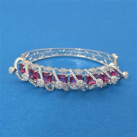 Cz Openable Kada With Rhodium Plating