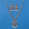 Cz Classic Necklace Set With Black Rose 2 Tone Rhodium Plating