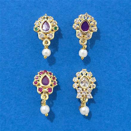 Cz Pressing Nose Ring With Gold Plating