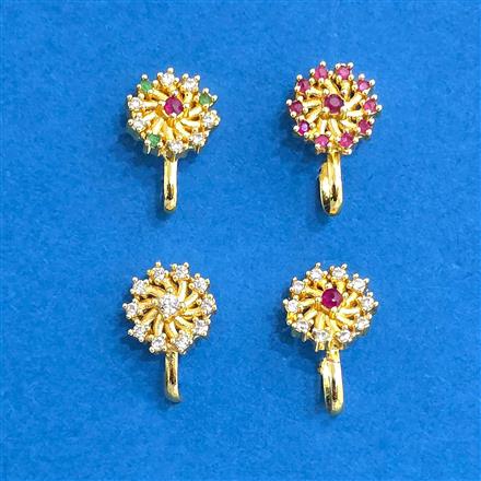 Cz Pressing Nose Ring With Gold Plating