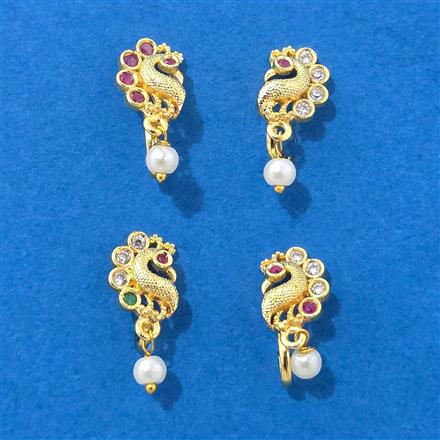Cz Pressing Nose Ring With Gold Plating