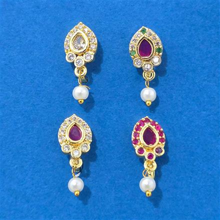 Cz Pressing Nose Ring With Gold Plating