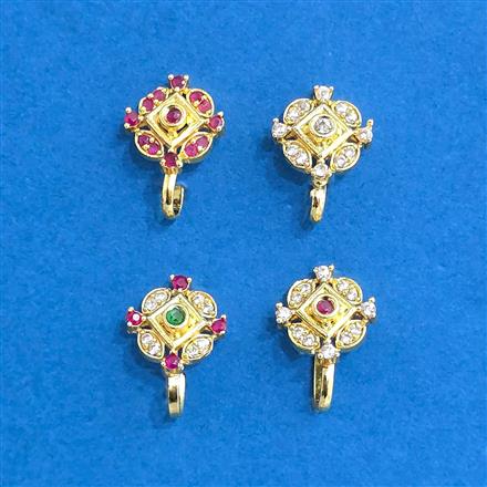 Cz Pressing Nose Ring With Gold Plating