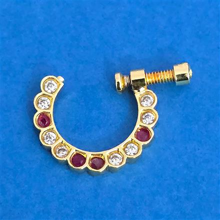 Cz Pressing Nose Ring With Gold Plating
