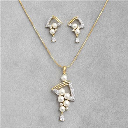 Cz Classic Pendant Set With 2 Tone Plating
