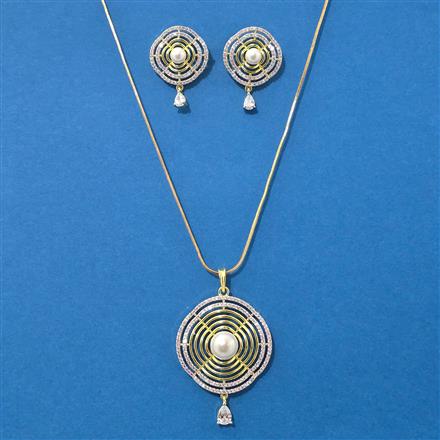 Cz Classic Pendant Set With 2 Tone Plating