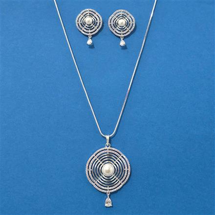 Cz Classic Pendant Set With Rhodium Plating