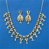 Cz Moti Necklace Set With Gold Plating