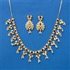 Cz Moti Necklace Set With Gold Plating