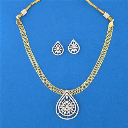 Cz Classic Pendant Set With 2 Tone Rhodium Plating