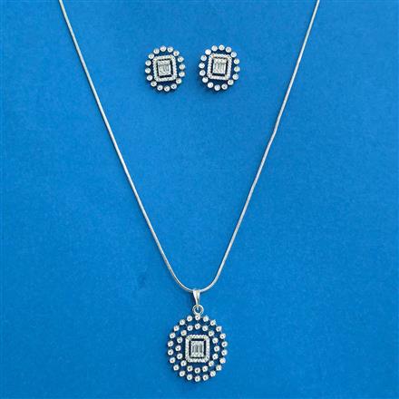 Cz Classic Pendant Set With Rhodium Plating