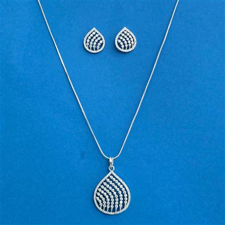 Cz Classic Pendant Set With Rhodium Plating